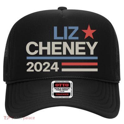 Liz Cheney For President 2024 USA High Crown Mesh Back Trucker Hat