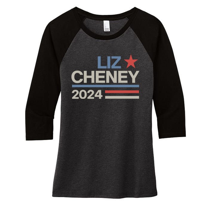 Liz Cheney For President 2024 USA Women's Tri-Blend 3/4-Sleeve Raglan Shirt