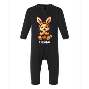 Labubu Cute Funny Monsters Brown Labubu Infant Fleece One Piece