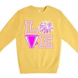 Love Cheer For N Cheerleader Gift Premium Crewneck Sweatshirt