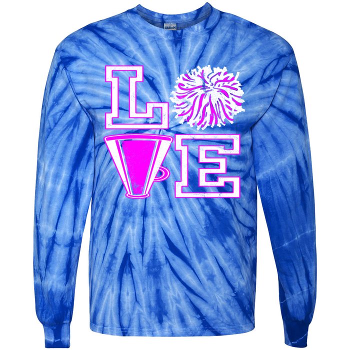 Love Cheer For N Cheerleader Gift Tie-Dye Long Sleeve Shirt