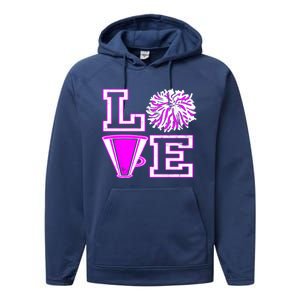 Love Cheer For N Cheerleader Gift Performance Fleece Hoodie