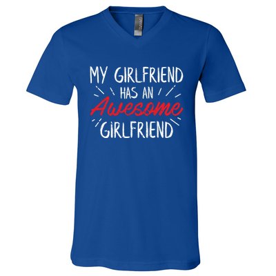 Lesbian Couple Funny Cute Valentines Day Gift Cool Gift V-Neck T-Shirt