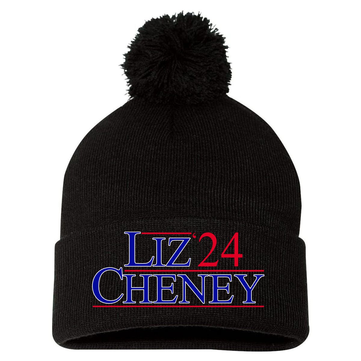 Liz Cheney For President 2024 USA Pom Pom 12in Knit Beanie