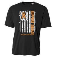 Leukemia Cancer Flag Support Squad Leukemia Cancer Awareness Cooling Performance Crew T-Shirt