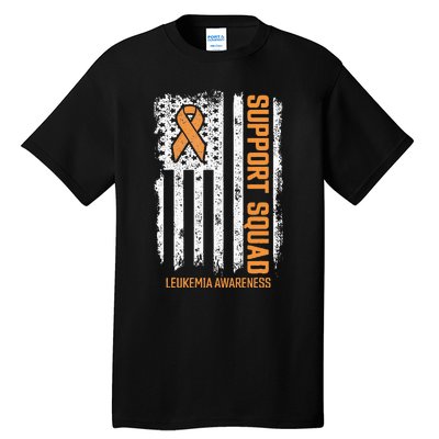 Leukemia Cancer Flag Support Squad Leukemia Cancer Awareness Tall T-Shirt