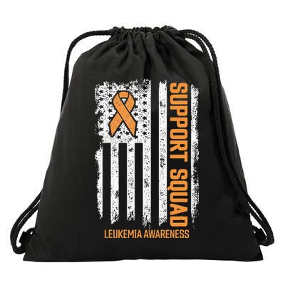 Leukemia Cancer Flag Support Squad Leukemia Cancer Awareness Drawstring Bag