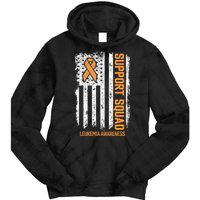 Leukemia Cancer Flag Support Squad Leukemia Cancer Awareness Tie Dye Hoodie