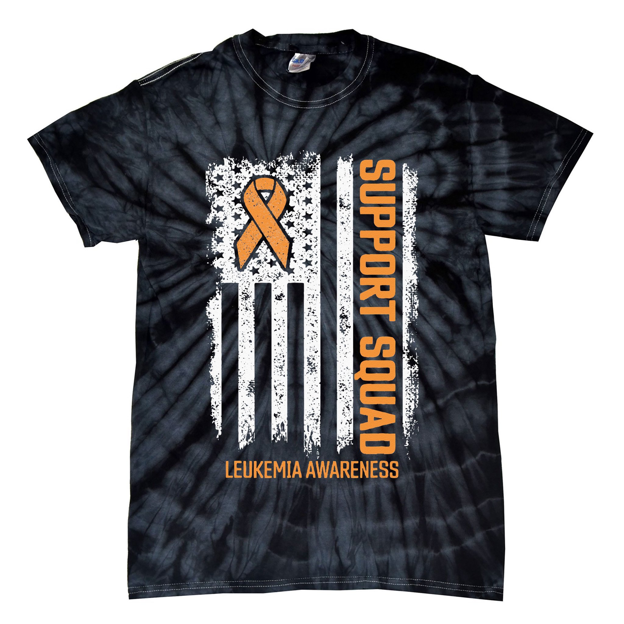 Leukemia Cancer Flag Support Squad Leukemia Cancer Awareness Tie-Dye T-Shirt