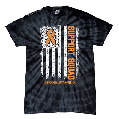 Leukemia Cancer Flag Support Squad Leukemia Cancer Awareness Tie-Dye T-Shirt