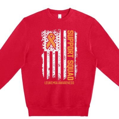 Leukemia Cancer Flag Support Squad Leukemia Cancer Awareness Premium Crewneck Sweatshirt