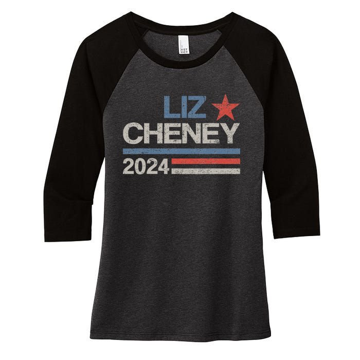 Liz Cheney For President 2024 Usa Election Liz 24 Women's Tri-Blend 3/4-Sleeve Raglan Shirt