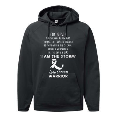 Lung Cancer Fight Cancer Ribbon Performance Fleece Hoodie