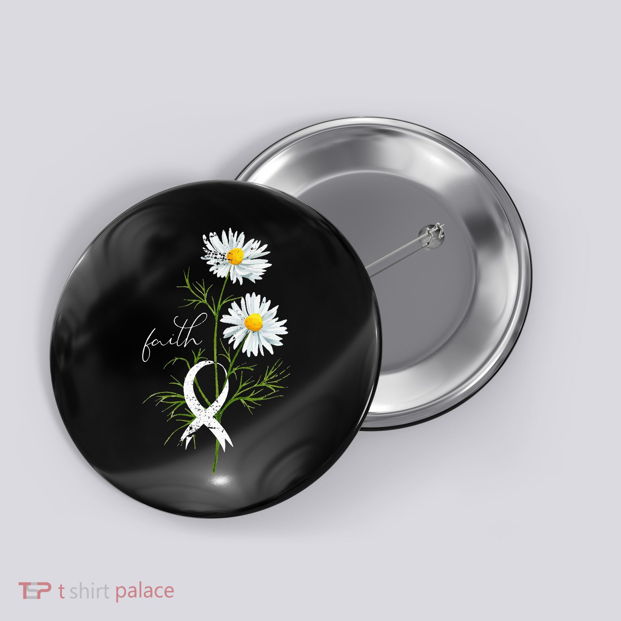 Lung Cancer Fight Support White Ribbon Gift Lung Cancer Button