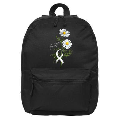 Lung Cancer Fight Support White Ribbon Gift Lung Cancer 16 in Basic Backpack