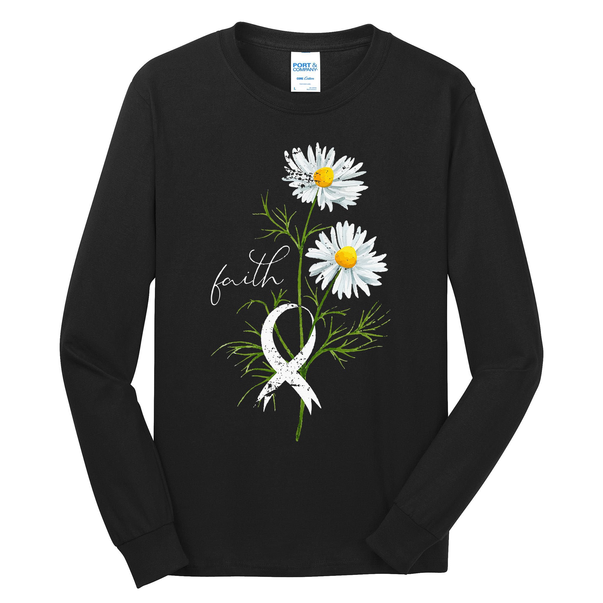 Lung Cancer Fight Support White Ribbon Gift Lung Cancer Tall Long Sleeve T-Shirt