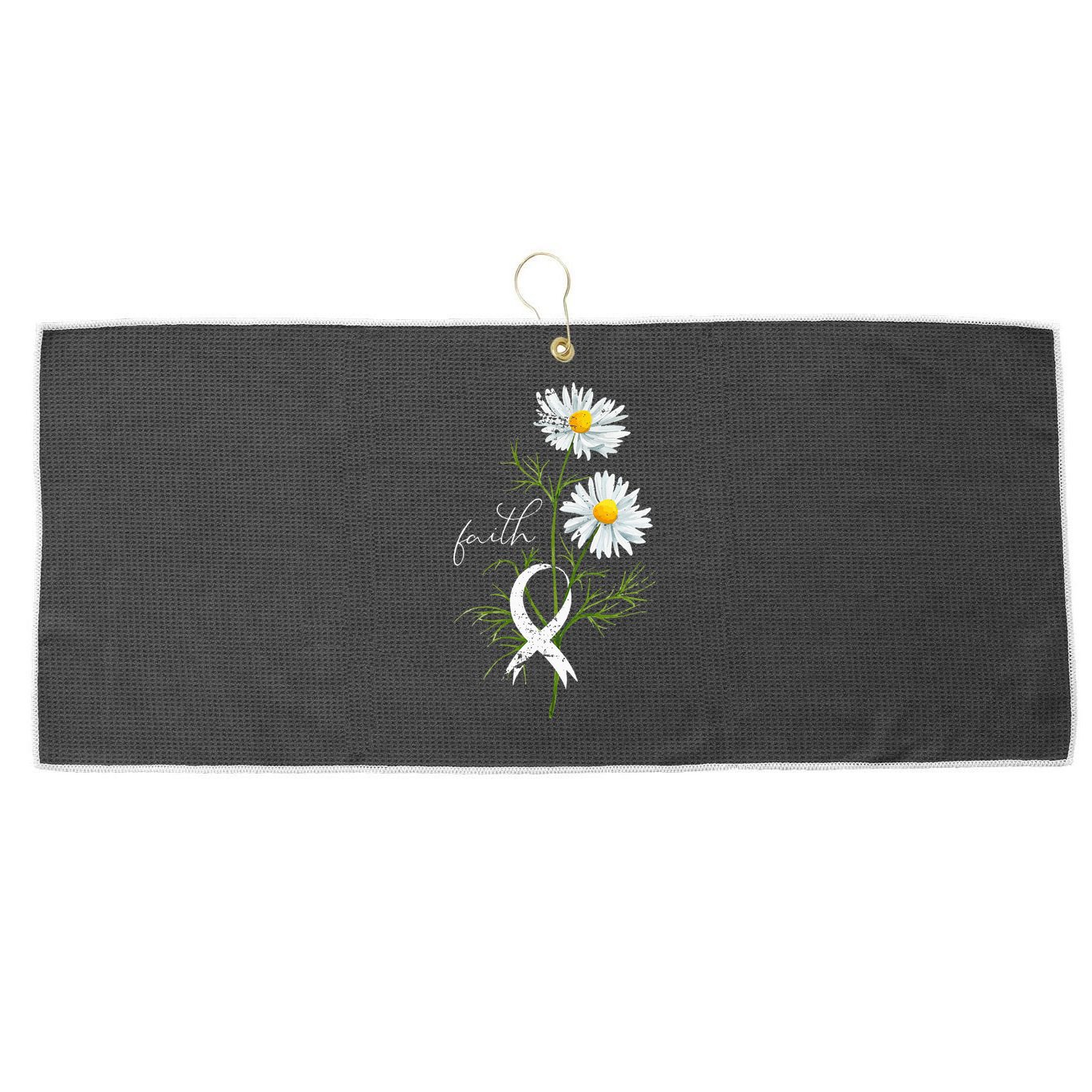 Lung Cancer Fight Support White Ribbon Gift Lung Cancer Large Microfiber Waffle Golf Towel
