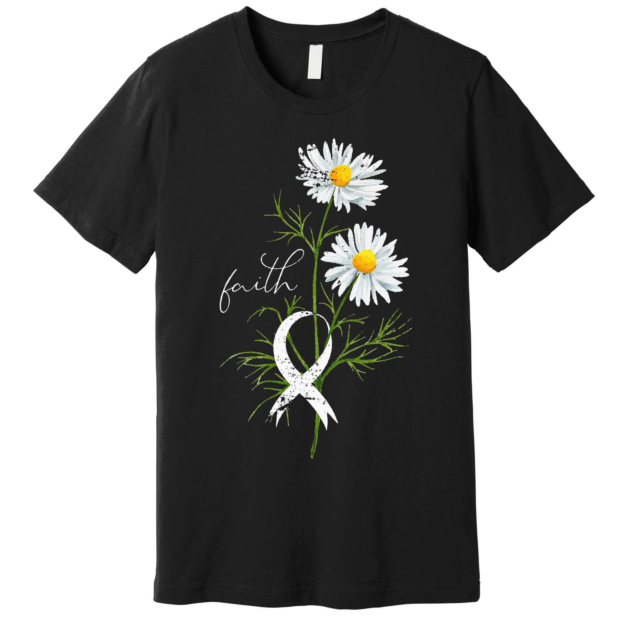 Lung Cancer Fight Support White Ribbon Gift Lung Cancer Premium T-Shirt