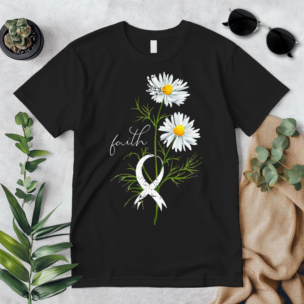 Lung Cancer Fight Support White Ribbon Gift Lung Cancer Premium T-Shirt