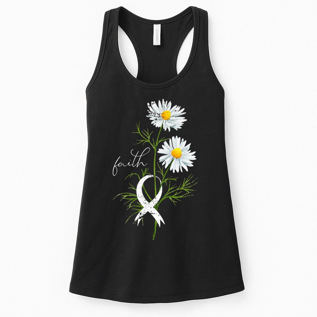 Lung Cancer Fight Support White Ribbon Gift Lung Cancer Womens Tank Top