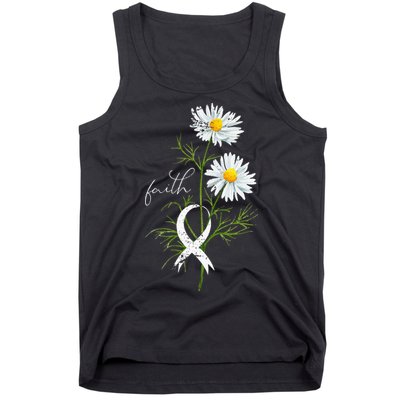 Lung Cancer Fight Support White Ribbon Gift Lung Cancer Tank Top