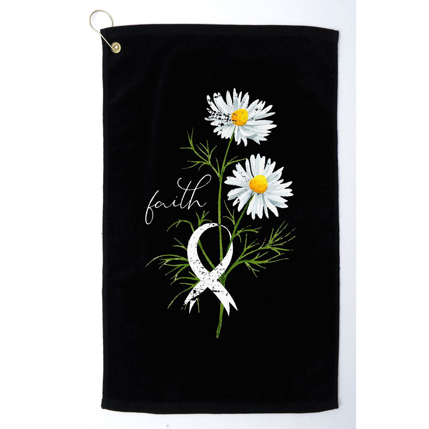 Lung Cancer Fight Support White Ribbon Gift Lung Cancer Golf Towel