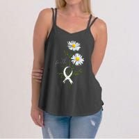 Lung Cancer Fight Support White Ribbon Gift Lung Cancer Women's Strappy Tank