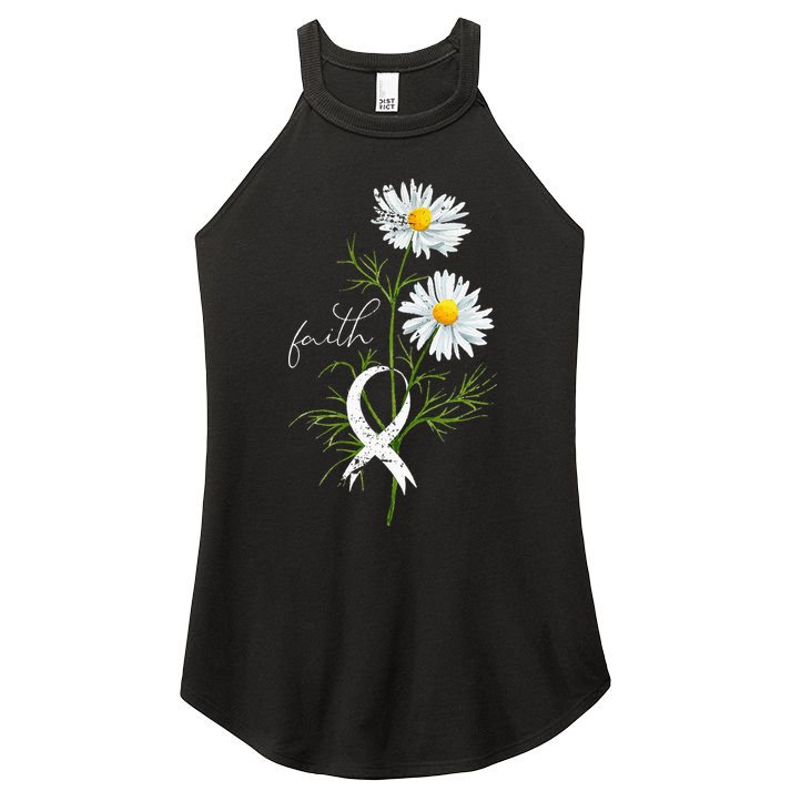 Lung Cancer Fight Support White Ribbon Gift Lung Cancer Women's Perfect Tri Rocker Tank