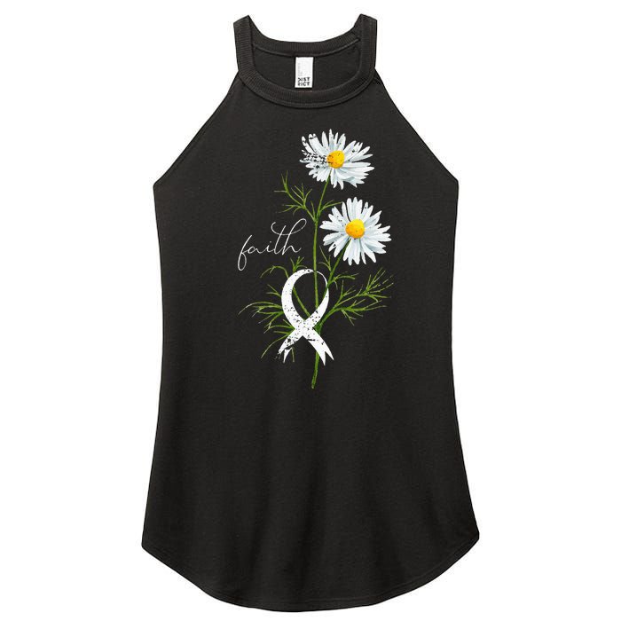 Lung Cancer Fight Support White Ribbon Gift Lung Cancer Women’s Perfect Tri Rocker Tank