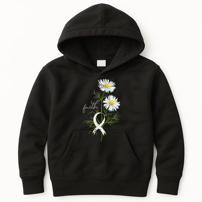 Lung Cancer Fight Support White Ribbon Gift Lung Cancer Kids Hoodie