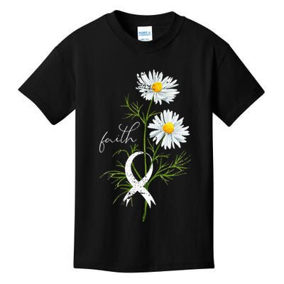 Lung Cancer Fight Support White Ribbon Gift Lung Cancer Kids T-Shirt