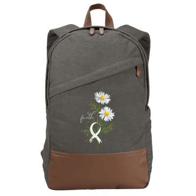 Lung Cancer Fight Support White Ribbon Gift Lung Cancer Cotton Canvas Backpack