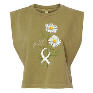 Lung Cancer Fight Support White Ribbon Gift Lung Cancer Garment-Dyed Women's Muscle Tee