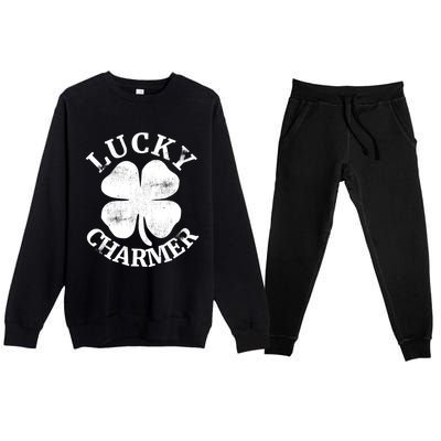 LUCKY CHARMER Funny St. Patrick's Day Boy Girl Premium Crewneck Sweatsuit Set