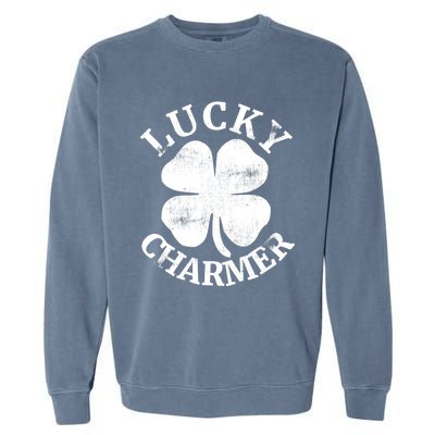 LUCKY CHARMER Funny St. Patrick's Day Boy Girl Garment-Dyed Sweatshirt