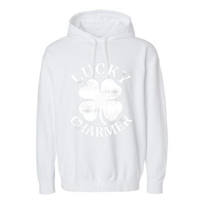 LUCKY CHARMER Funny St. Patrick's Day Boy Girl Garment-Dyed Fleece Hoodie