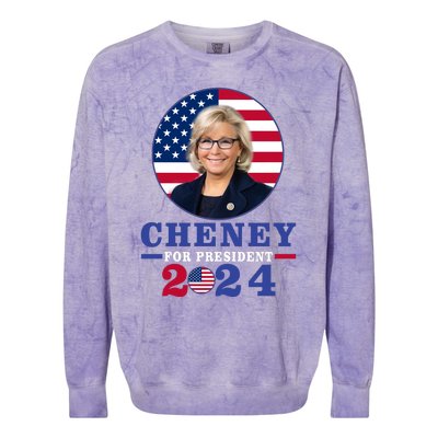 Liz Cheney For President 2024 USA Election Liz 24 Colorblast Crewneck Sweatshirt