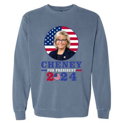 Liz Cheney For President 2024 USA Election Liz 24 Garment-Dyed Sweatshirt