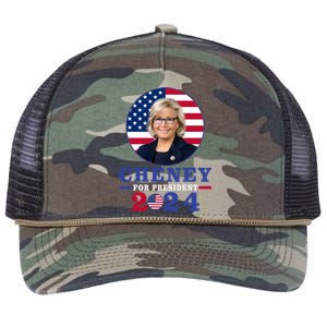 Liz Cheney For President 2024 USA Election Liz 24 Retro Rope Trucker Hat Cap