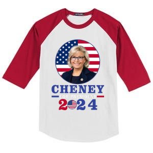 Liz Cheney For President 2024 USA Election Liz 24 Kids Colorblock Raglan Jersey