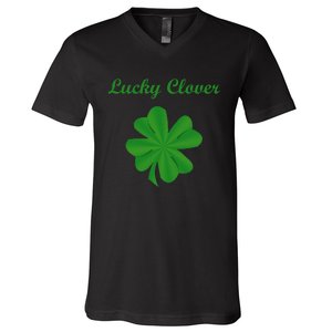 Lucky Clover Four Leaf Saint Patrick's Day Irish Women V-Neck T-Shirt