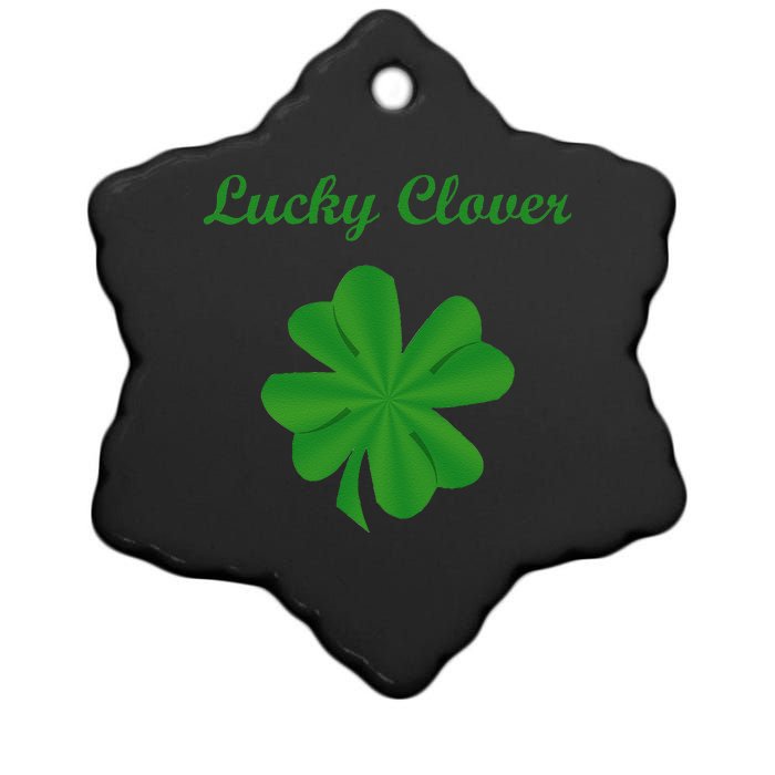 Lucky Clover Four Leaf Saint Patrick's Day Irish Women Ceramic Star Ornament