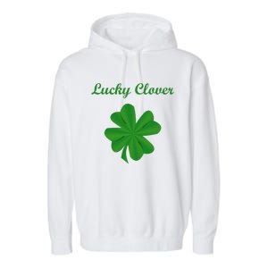 Lucky Clover Four Leaf Saint Patrick's Day Irish Women Garment-Dyed Fleece Hoodie