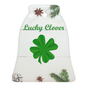 Lucky Clover Four Leaf Saint Patrick's Day Irish Women Ceramic Bell Ornament