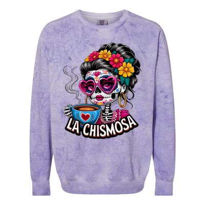 La Chismosa Funny Mexican Chisme Spanish Skeleton Skull Colorblast Crewneck Sweatshirt