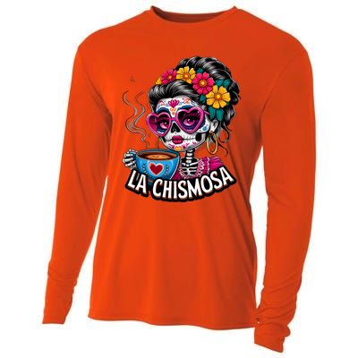 La Chismosa Funny Mexican Chisme Spanish Skeleton Skull Cooling Performance Long Sleeve Crew