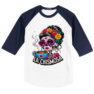 La Chismosa Funny Mexican Chisme Spanish Skeleton Skull Baseball Sleeve Shirt