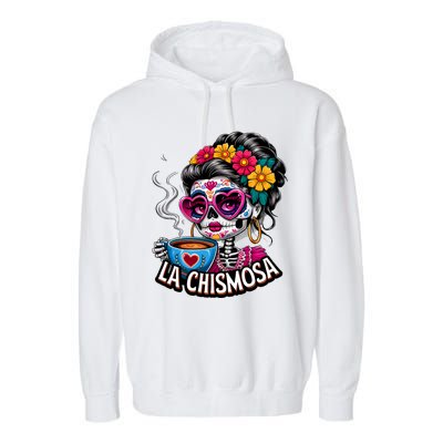 La Chismosa Funny Mexican Chisme Spanish Skeleton Skull Garment-Dyed Fleece Hoodie