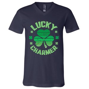 LUCKY CHARMER Funny St. Patrick's Day V-Neck T-Shirt