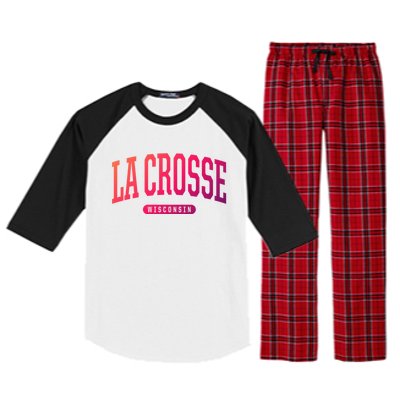 La Crosse Funny Gift Cute Gift College University Style Wi Usa Gift Raglan Sleeve Pajama Set